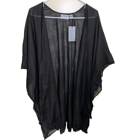 The Jetset Diaries TJD Kaftan Kimono Cover Up Black Sheer One Size Fits Most - Picture 1 of 8